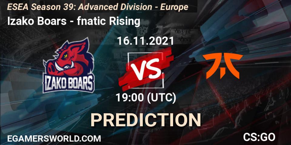 Izako Boars vs fnatic Rising: Match Prediction. 16.11.2021 at 19:00, Counter-Strike (CS2), ESEA Season 39: Advanced Division - Europe