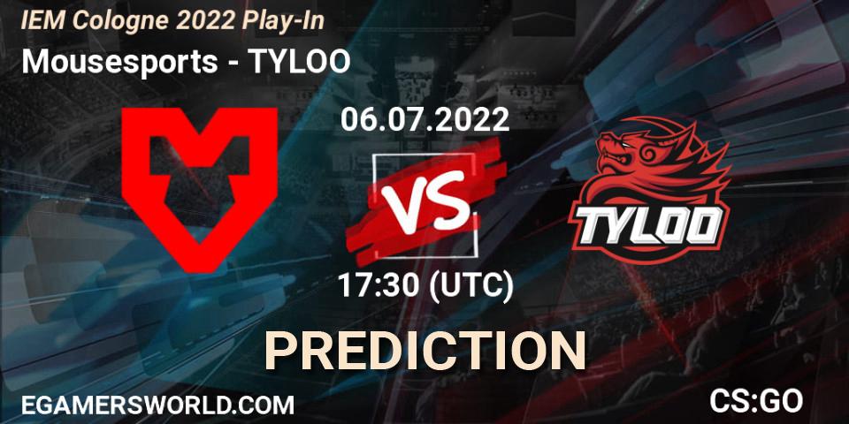 Mousesports vs TYLOO: Match Prediction. 06.07.2022 at 18:20, Counter-Strike (CS2), IEM Cologne 2022 Play-In