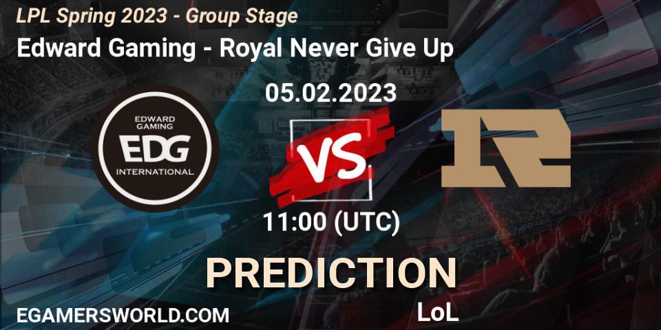 Edward Gaming vs Royal Never Give Up: Match Prediction. 05.02.23, LoL, LPL Spring 2023 - Group Stage