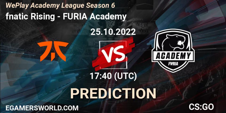 fnatic Rising vs FURIA Academy: Match Prediction. 25.10.2022 at 18:15, Counter-Strike (CS2), WePlay Academy League Season 6