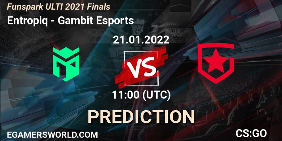 Entropiq vs Gambit Esports: Match Prediction. 21.01.2022 at 11:00, Counter-Strike (CS2), Funspark ULTI 2021 Finals