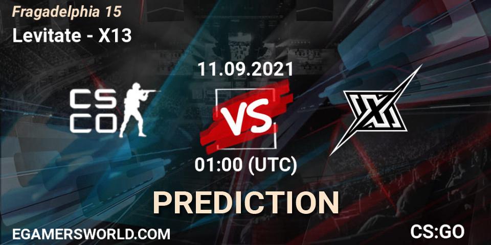 Levitate vs X13: Match Prediction. 11.09.2021 at 14:15, Counter-Strike (CS2), Fragadelphia 15