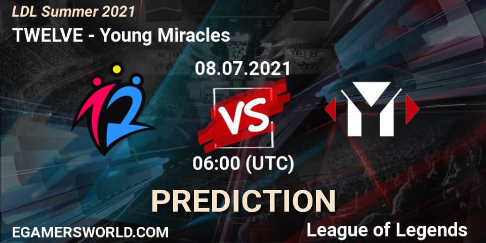 TWELVE vs Young Miracles: Match Prediction. 08.07.2021 at 06:00, LoL, LDL Summer 2021