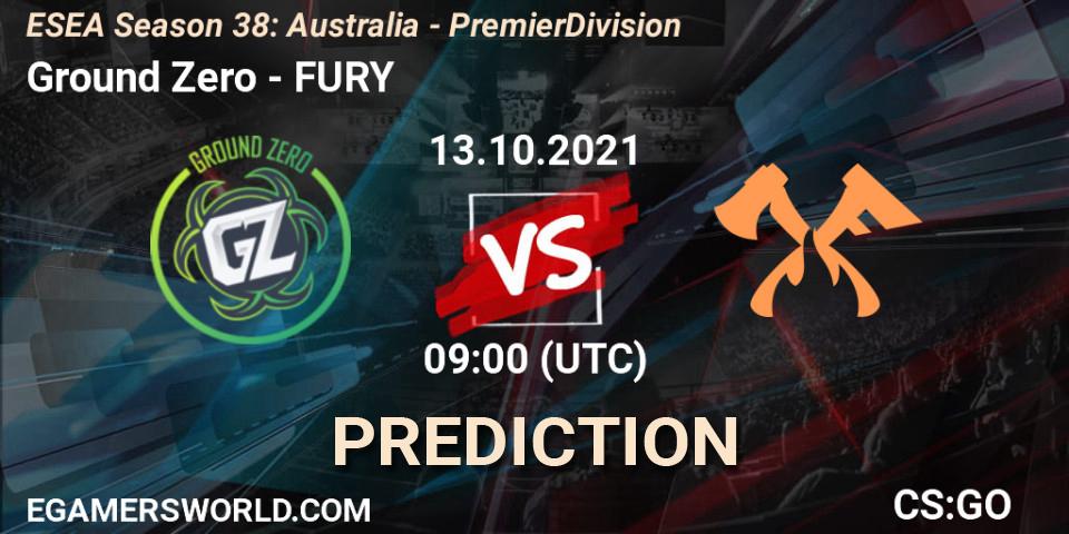 Ground Zero vs FURY: Match Prediction. 13.10.21, CS2 (CS:GO), ESEA Season 38: Australia - Premier Division