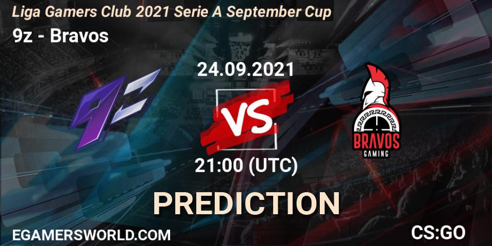 9z vs Bravos: Match Prediction. 24.09.2021 at 21:00, Counter-Strike (CS2), Liga Gamers Club 2021 Serie A September Cup