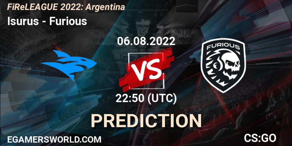 Isurus vs Furious: Match Prediction. 06.08.2022 at 23:05, Counter-Strike (CS2), FiReLEAGUE 2022: Argentina