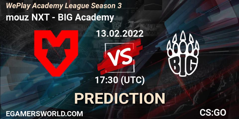 mouz NXT vs BIG Academy: Match Prediction. 13.02.2022 at 17:30, Counter-Strike (CS2), WePlay Academy League Season 3 Finals