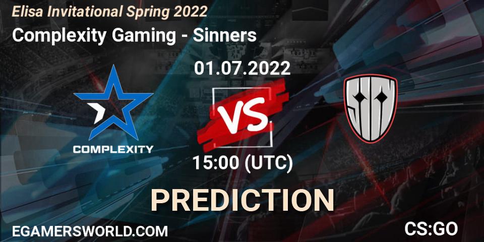 Complexity Gaming vs Sinners: Match Prediction. 01.07.2022 at 15:20, Counter-Strike (CS2), Elisa Invitational Spring 2022