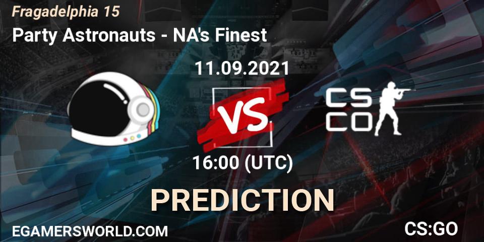Party Astronauts vs NA's Finest: Match Prediction. 11.09.2021 at 18:00, Counter-Strike (CS2), Fragadelphia 15