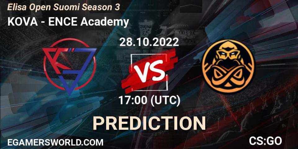 KOVA vs ENCE Academy: Match Prediction. 28.10.22, CS2 (CS:GO), Elisa Open Suomi Season 3