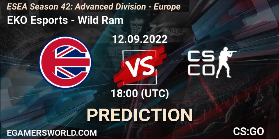 EKO Esports vs Wild Ram: Match Prediction. 12.09.2022 at 18:00, Counter-Strike (CS2), ESEA Season 42: Advanced Division - Europe