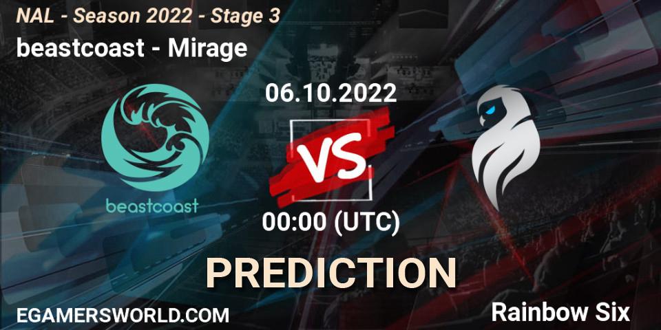 beastcoast vs Mirage: Match Prediction. 05.10.2022 at 23:30, Rainbow Six, NAL - Season 2022 - Stage 3