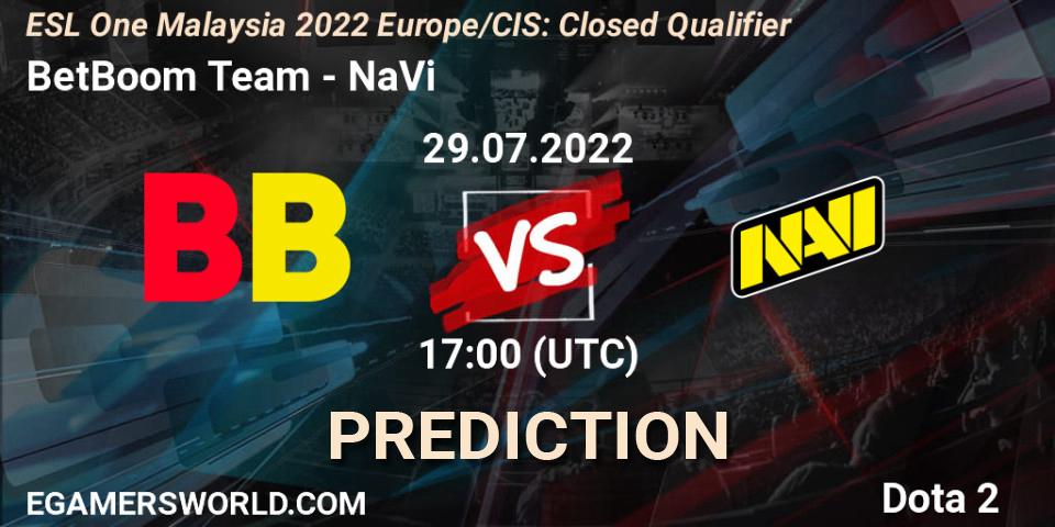 BetBoom Team vs NaVi: Match Prediction. 29.07.2022 at 17:00, Dota 2, ESL One Malaysia 2022 Europe/CIS: Closed Qualifier