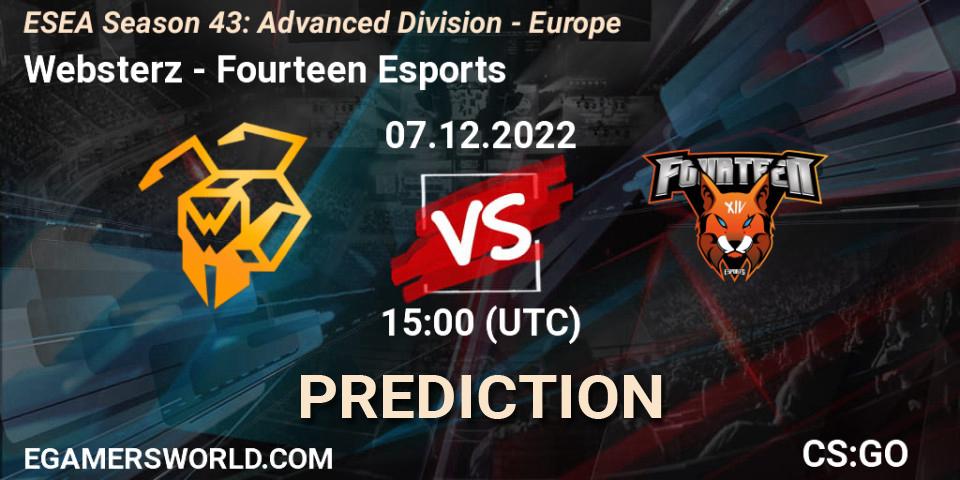 Websterz vs Fourteen Esports: Match Prediction. 07.12.2022 at 15:00, Counter-Strike (CS2), ESEA Season 43: Advanced Division - Europe