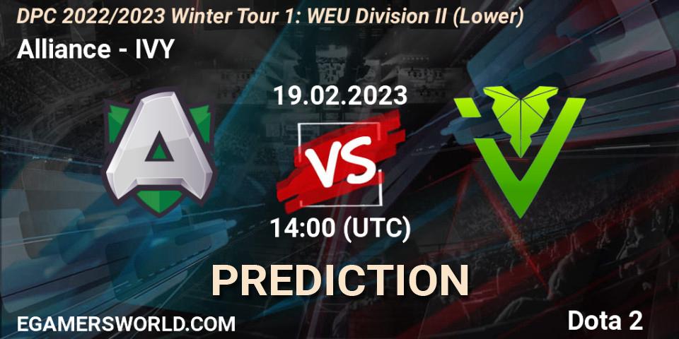 Alliance vs IVY: Match Prediction. 19.02.23, Dota 2, DPC 2022/2023 Winter Tour 1: WEU Division II (Lower)