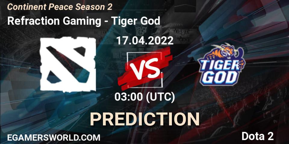Refraction Gaming vs Tiger God: Match Prediction. 17.04.2022 at 03:04, Dota 2, Continent Peace Season 2 