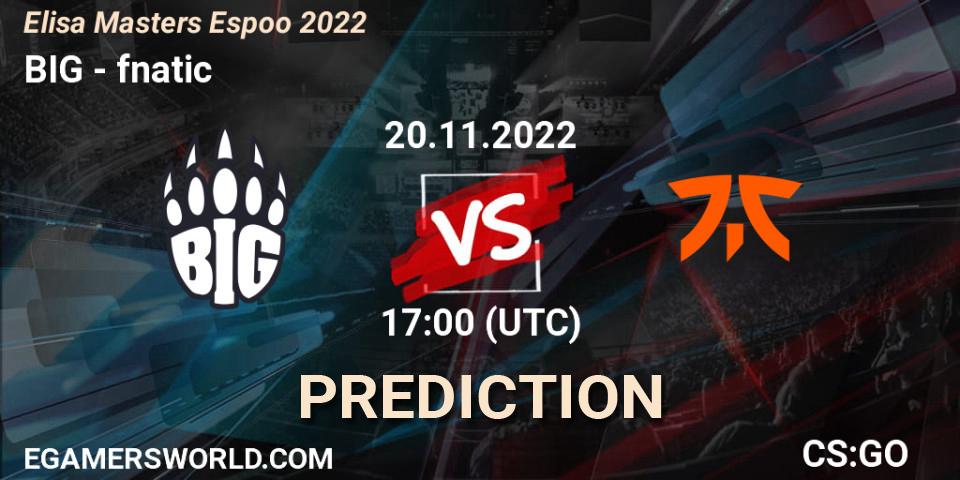 BIG vs fnatic: Match Prediction. 20.11.22, CS2 (CS:GO), Elisa Masters Espoo 2022