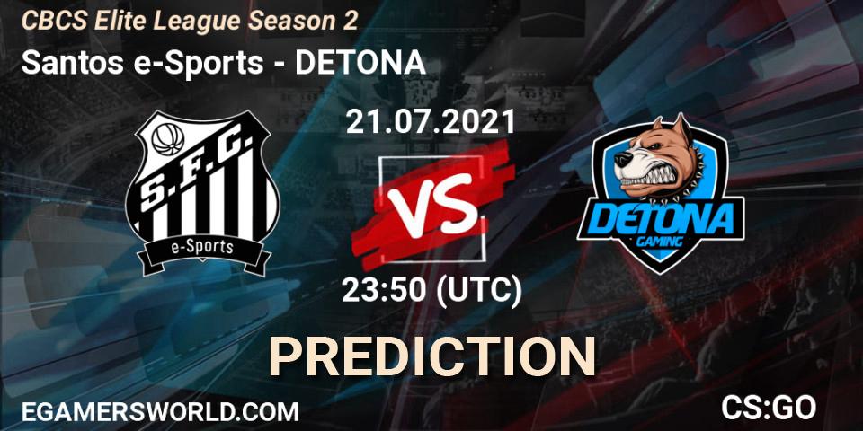 Santos e-Sports vs DETONA: Match Prediction. 21.07.2021 at 23:50, Counter-Strike (CS2), CBCS Elite League Season 2