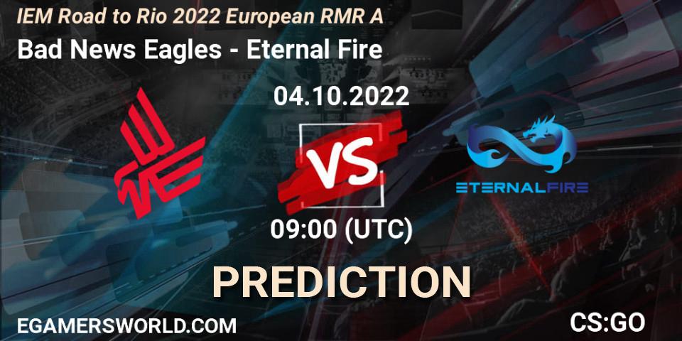 Bad News Eagles vs Eternal Fire: Match Prediction. 04.10.22, CS2 (CS:GO), IEM Road to Rio 2022 European RMR A