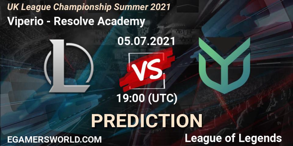 Viperio vs Resolve Academy: Match Prediction. 05.07.2021 at 19:00, LoL, UK League Championship Summer 2021