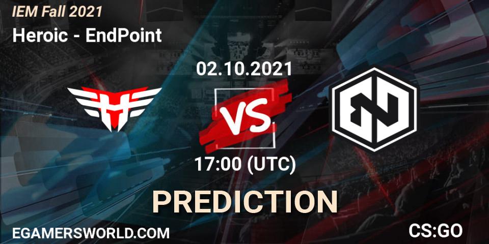 Heroic vs EndPoint: Match Prediction. 02.10.2021 at 17:00, Counter-Strike (CS2), IEM Fall 2021: Europe RMR