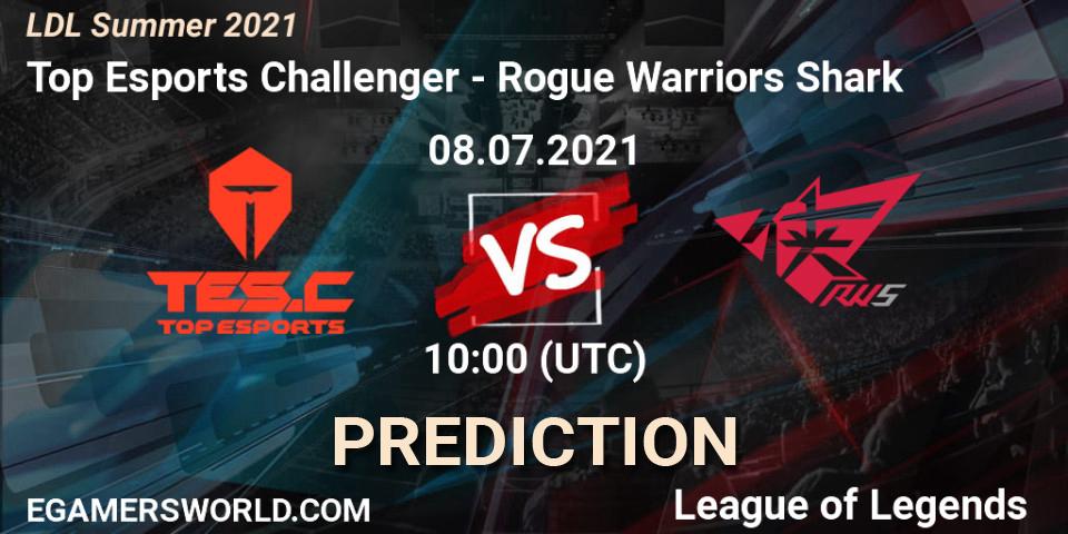 Top Esports Challenger vs Rogue Warriors Shark: Match Prediction. 08.07.2021 at 10:00, LoL, LDL Summer 2021
