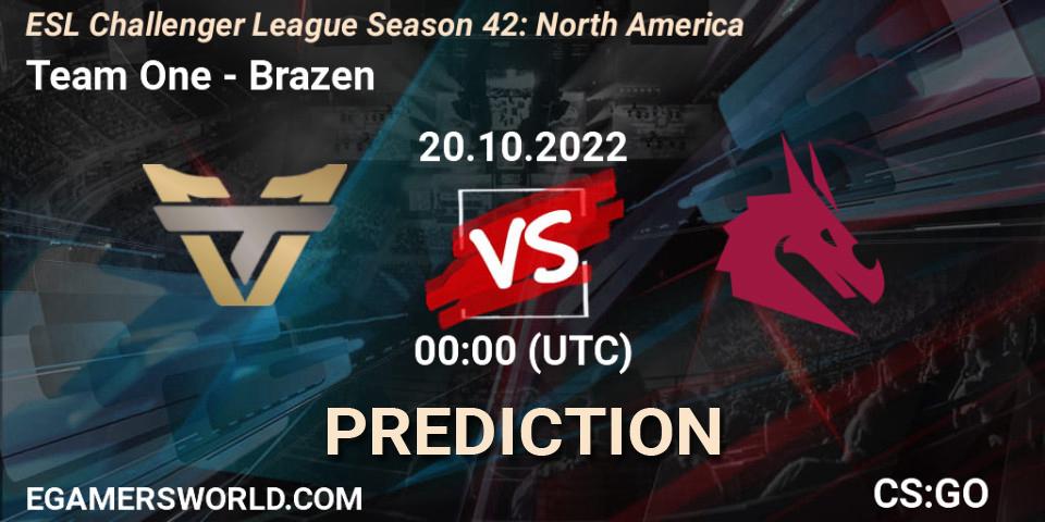 Team One vs Brazen: Match Prediction. 20.10.22, CS2 (CS:GO), ESL Challenger League Season 42: North America