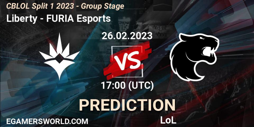 Liberty vs FURIA Esports: Match Prediction. 26.02.2023 at 17:00, LoL, CBLOL Split 1 2023 - Group Stage