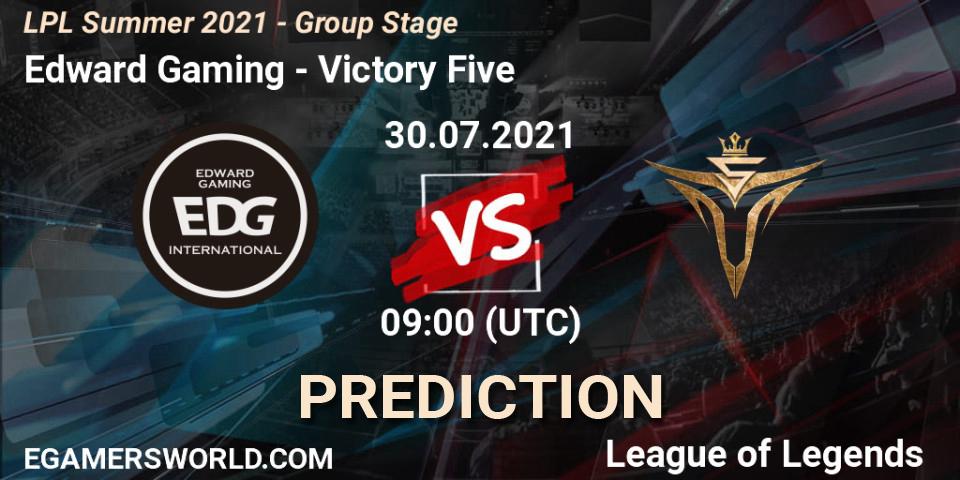 Edward Gaming vs Victory Five: Match Prediction. 30.07.21, LoL, LPL Summer 2021 - Group Stage