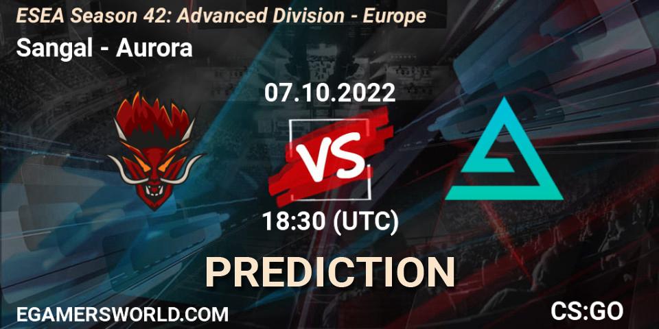 Sangal vs Aurora: Match Prediction. 07.10.2022 at 18:00, Counter-Strike (CS2), ESEA Season 42: Advanced Division - Europe