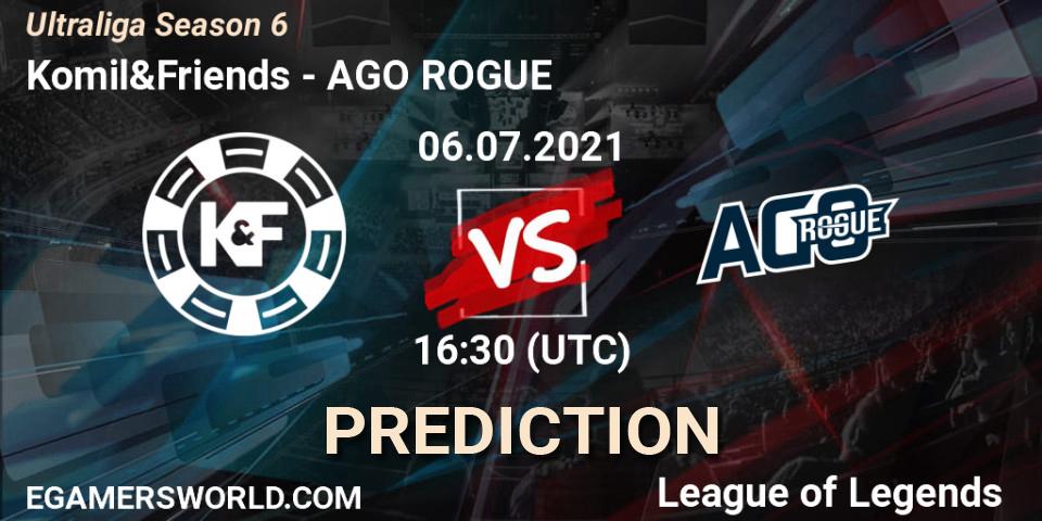Komil&Friends vs AGO ROGUE: Match Prediction. 06.07.2021 at 16:30, LoL, Ultraliga Season 6