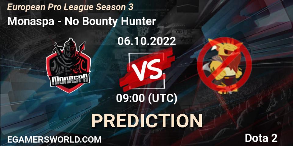 Monaspa vs No Bounty Hunter: Match Prediction. 06.10.2022 at 09:07, Dota 2, European Pro League Season 3 