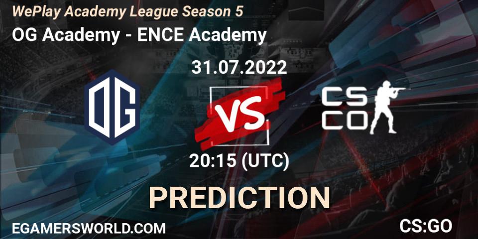 OG Academy vs ENCE Academy: Match Prediction. 31.07.2022 at 18:30, Counter-Strike (CS2), WePlay Academy League Season 5