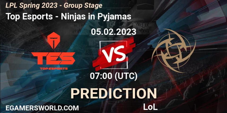 Top Esports vs Ninjas in Pyjamas: Match Prediction. 05.02.23, LoL, LPL Spring 2023 - Group Stage