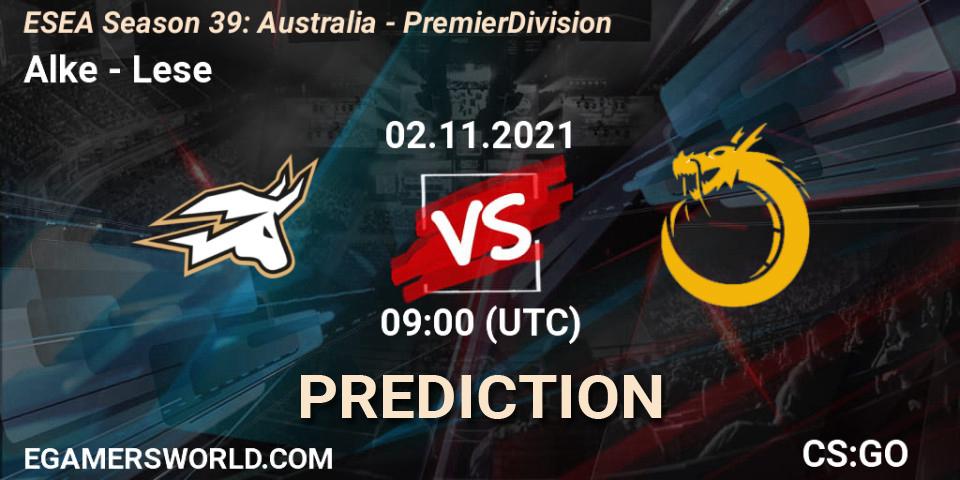 Alke vs Lese: Match Prediction. 02.11.2021 at 09:00, Counter-Strike (CS2), ESEA Season 39: Australia - Premier Division