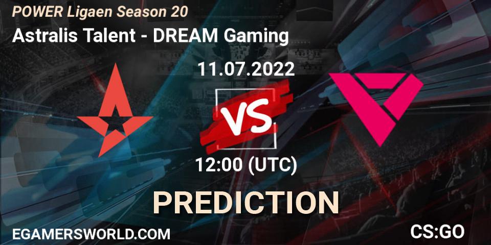 Astralis Talent vs DREAM Gaming: Match Prediction. 11.07.2022 at 11:15, Counter-Strike (CS2), Dust2.dk Ligaen Season 20