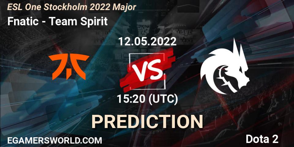Fnatic vs Team Spirit: Match Prediction. 12.05.2022 at 15:50, Dota 2, ESL One Stockholm 2022 Major