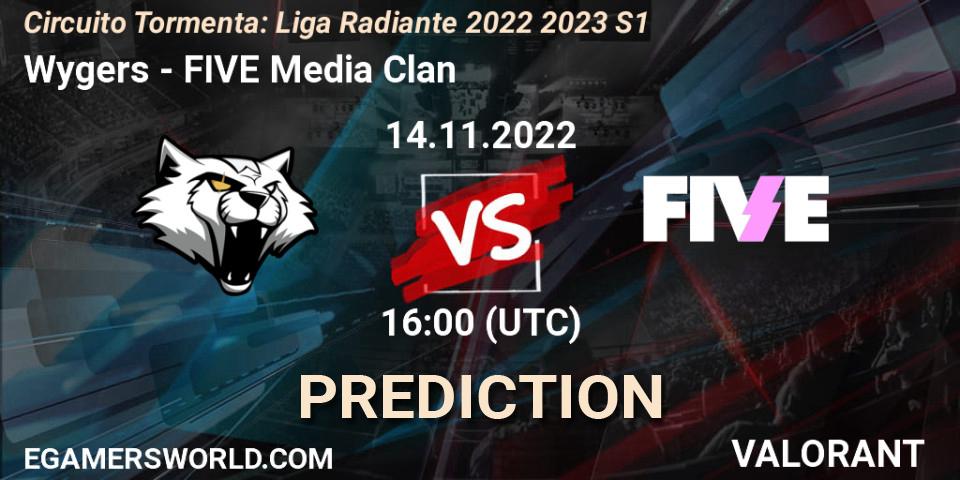 Wygers vs FIVE Media Clan: Match Prediction. 14.11.2022 at 16:00, VALORANT, Circuito Tormenta: Liga Radiante 2022 2023 S1