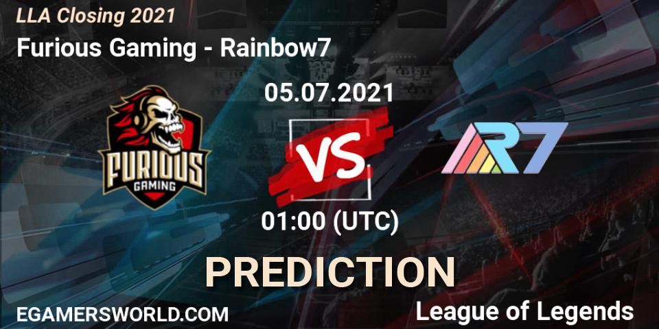 Furious Gaming vs Rainbow7: Match Prediction. 05.07.21, LoL, LLA Closing 2021