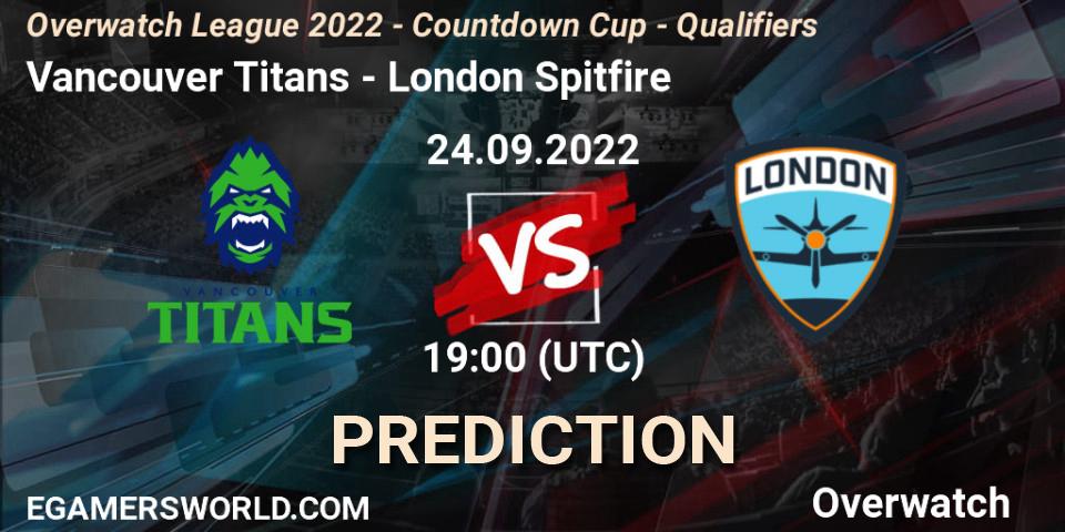 Vancouver Titans vs London Spitfire: Match Prediction. 24.09.2022 at 19:00, Overwatch, Overwatch League 2022 - Countdown Cup - Qualifiers