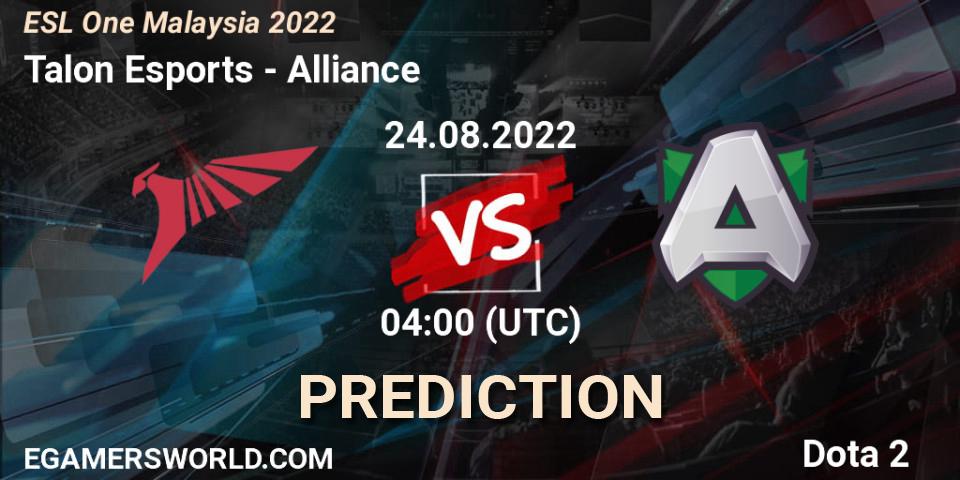 Talon Esports vs Alliance: Match Prediction. 24.08.22, Dota 2, ESL One Malaysia 2022