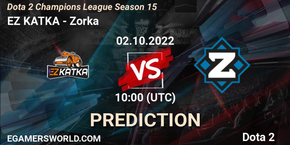 EZ KATKA vs Zorka: Match Prediction. 02.10.2022 at 12:00, Dota 2, Dota 2 Champions League Season 15