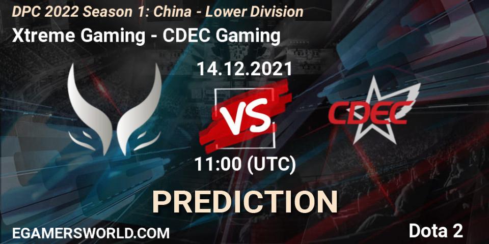 Xtreme Gaming vs CDEC Gaming: Match Prediction. 14.12.21, Dota 2, DPC 2022 Season 1: China - Lower Division