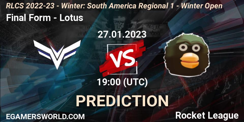 Final Form vs Lotus: Match Prediction. 27.01.23, Rocket League, RLCS 2022-23 - Winter: South America Regional 1 - Winter Open