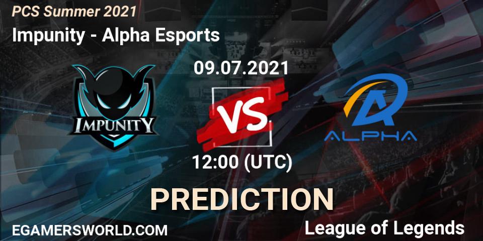 Impunity vs Alpha Esports: Match Prediction. 09.07.2021 at 12:00, LoL, PCS Summer 2021