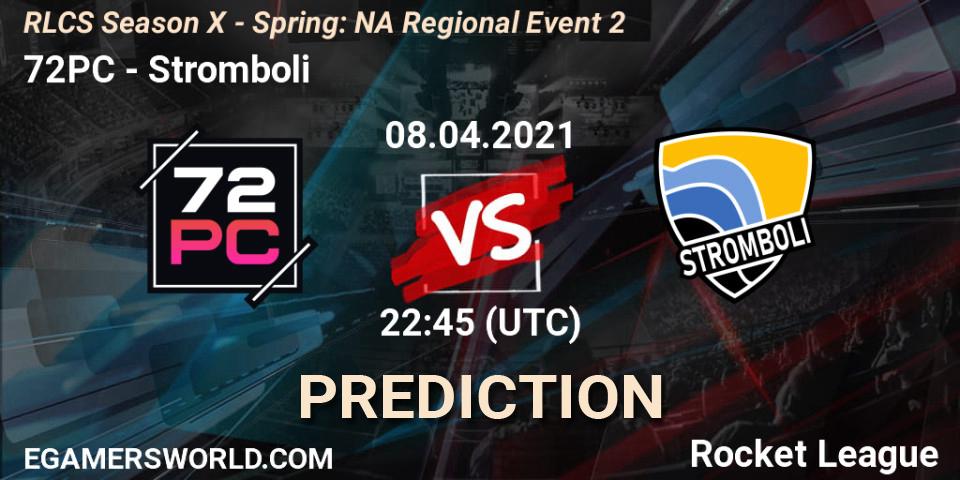 72PC vs Stromboli: Match Prediction. 08.04.2021 at 22:45, Rocket League, RLCS Season X - Spring: NA Regional Event 2