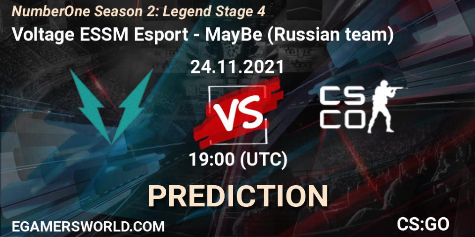 Voltage ESSM Esport vs MayBe (Russian team): Match Prediction. 24.11.2021 at 19:00, Counter-Strike (CS2), NumberOne Season 2: Legend Stage 4