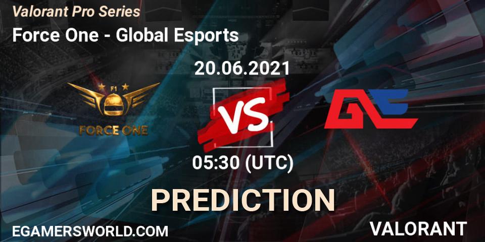 Force One vs Global Esports: Match Prediction. 20.06.2021 at 06:30, VALORANT, Valorant Pro Series
