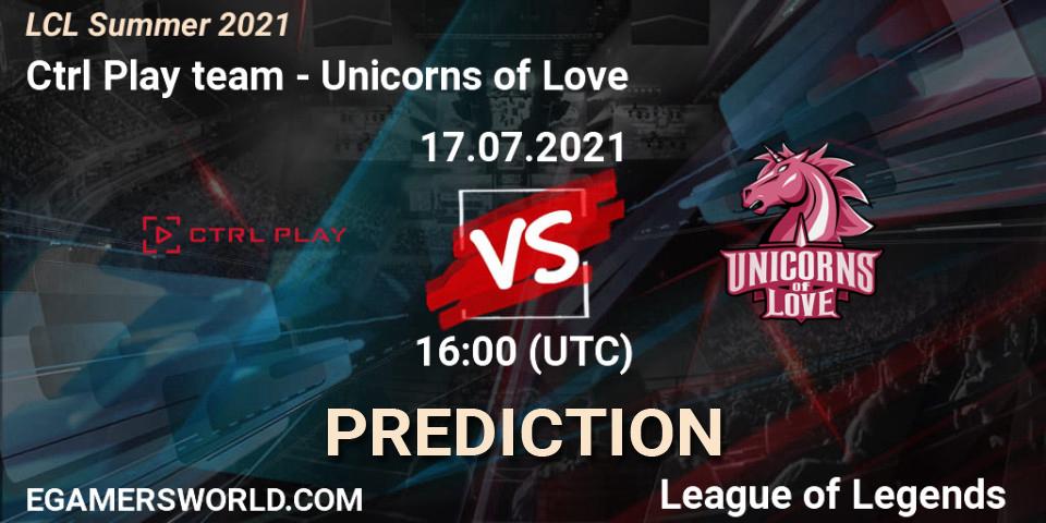 Ctrl Play team vs Unicorns of Love: Match Prediction. 17.07.2021 at 16:10, LoL, LCL Summer 2021