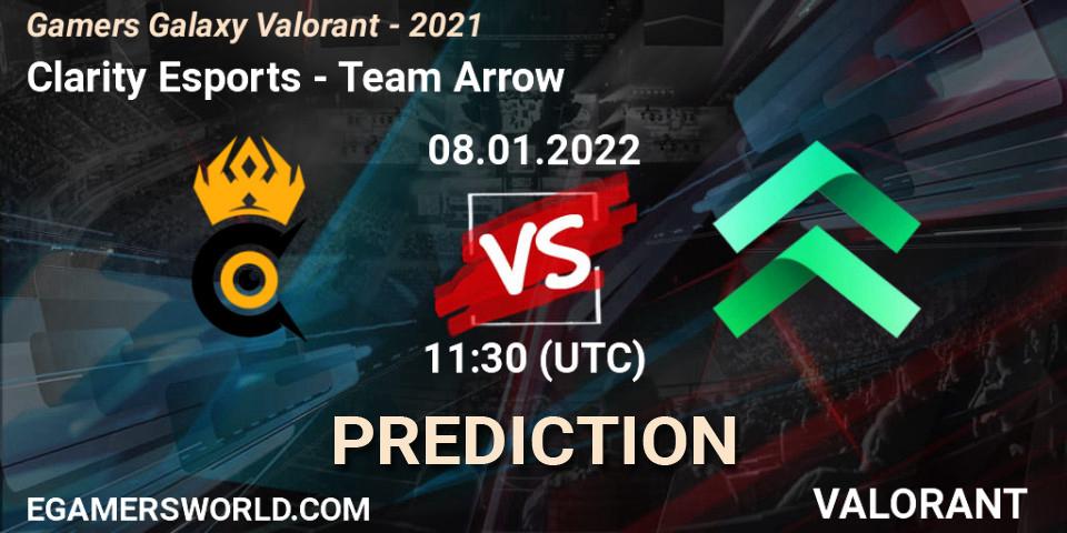 Clarity Esports vs Team Arrow: Match Prediction. 08.01.2022 at 11:30, VALORANT, Gamers Galaxy Valorant - 2021